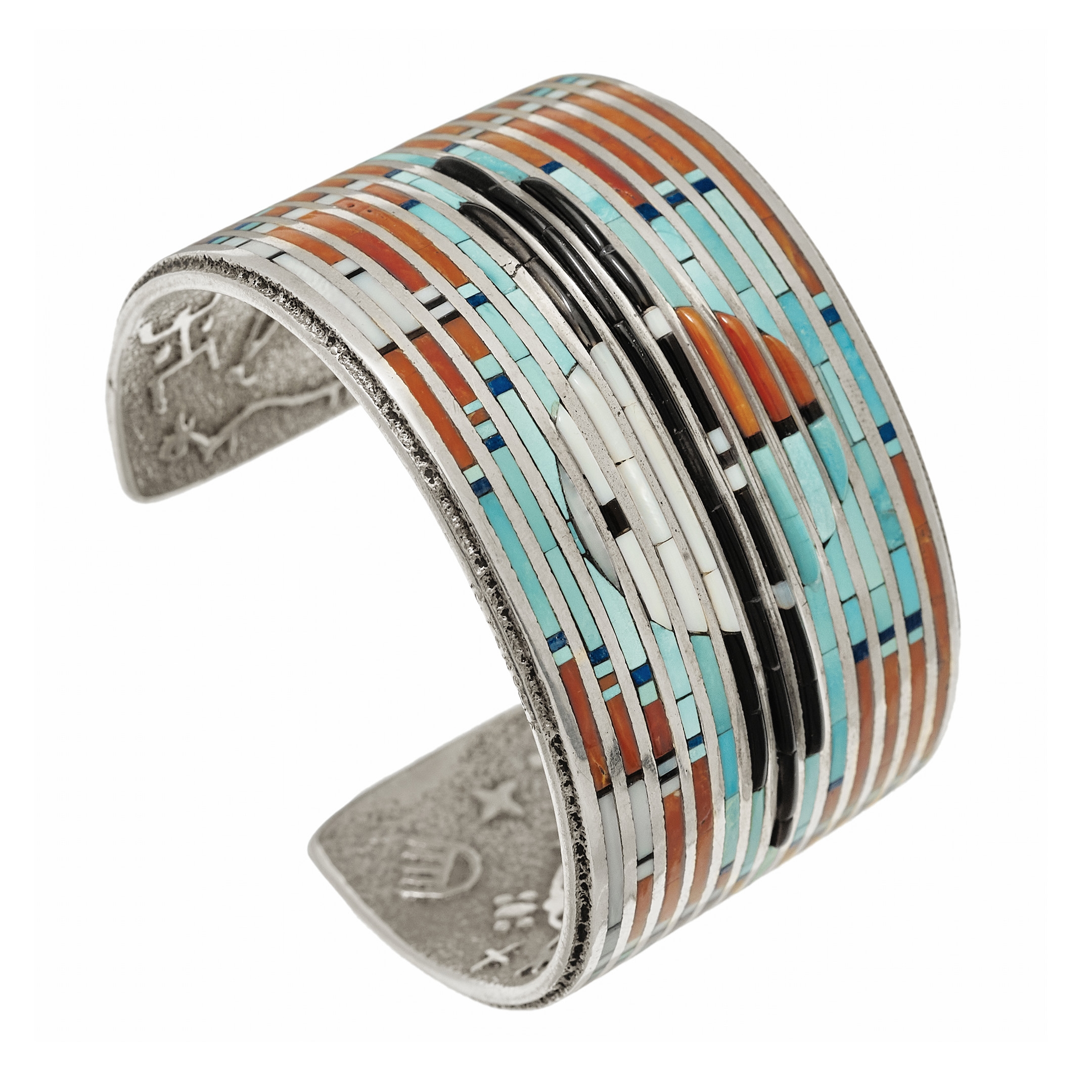 Inlay and silver Sunface bracelet BR781 - Harpo Paris