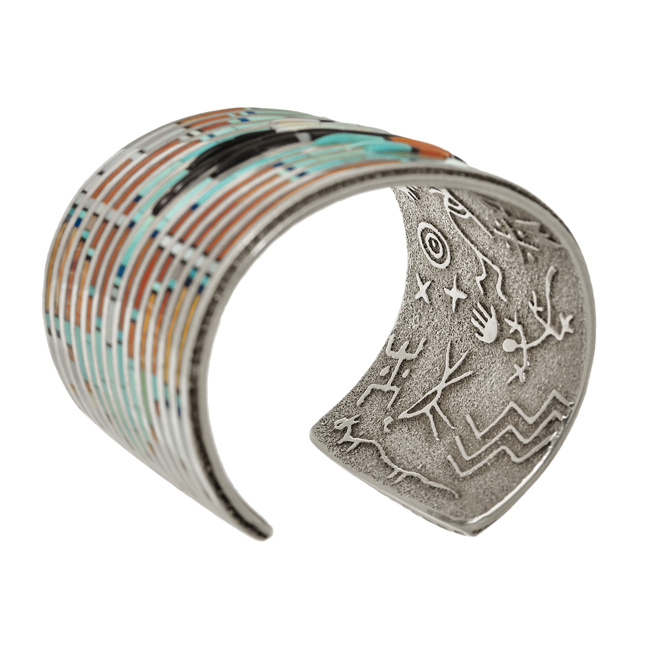Bracelet manchette BR781 en marqueterie et argent - Harpo Paris