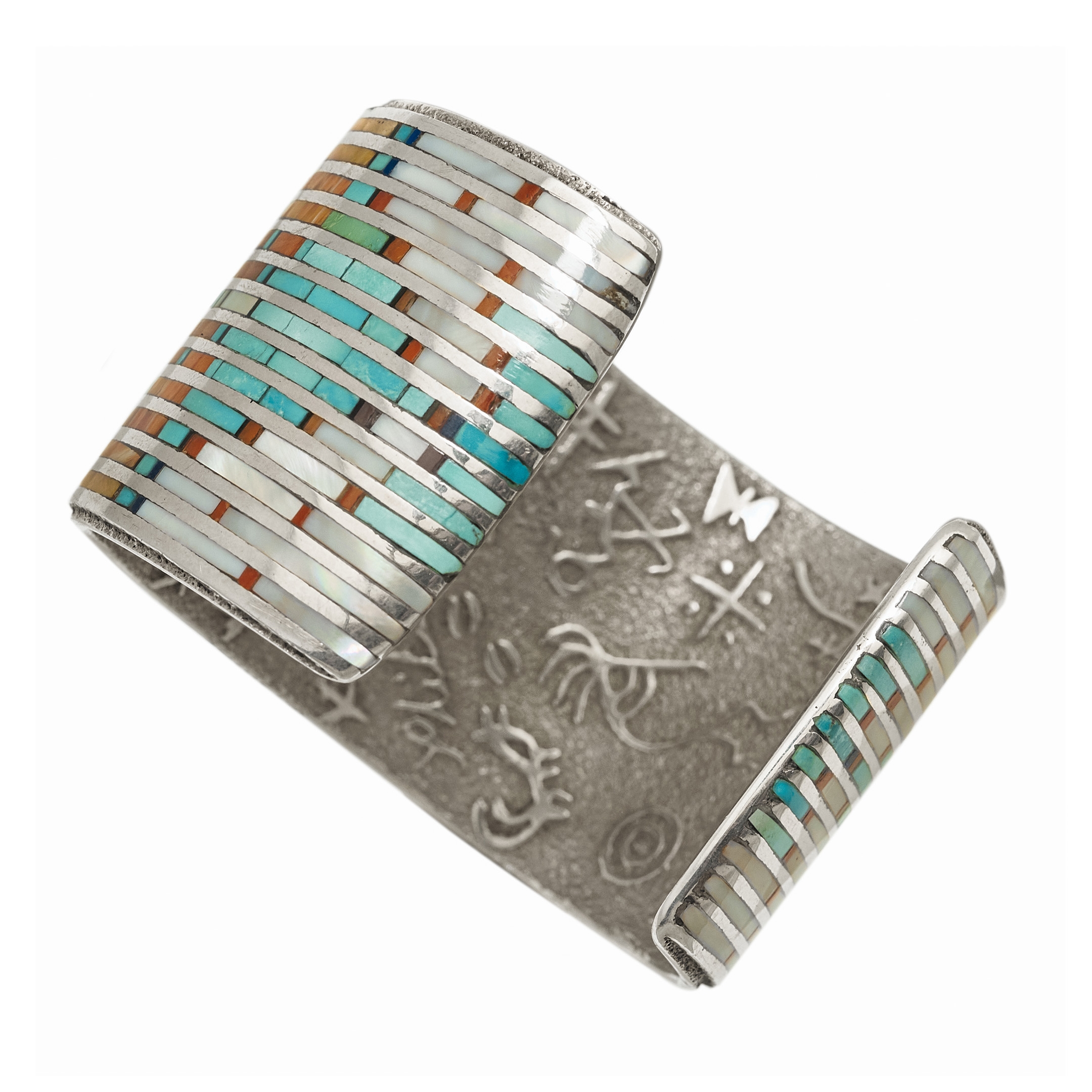 Inlay and silver Sunface bracelet BR781 - Harpo Paris