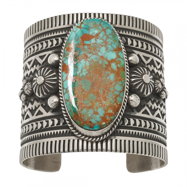 Genuine turquoise and silver cuff bracelet BR785 - Harpo Paris