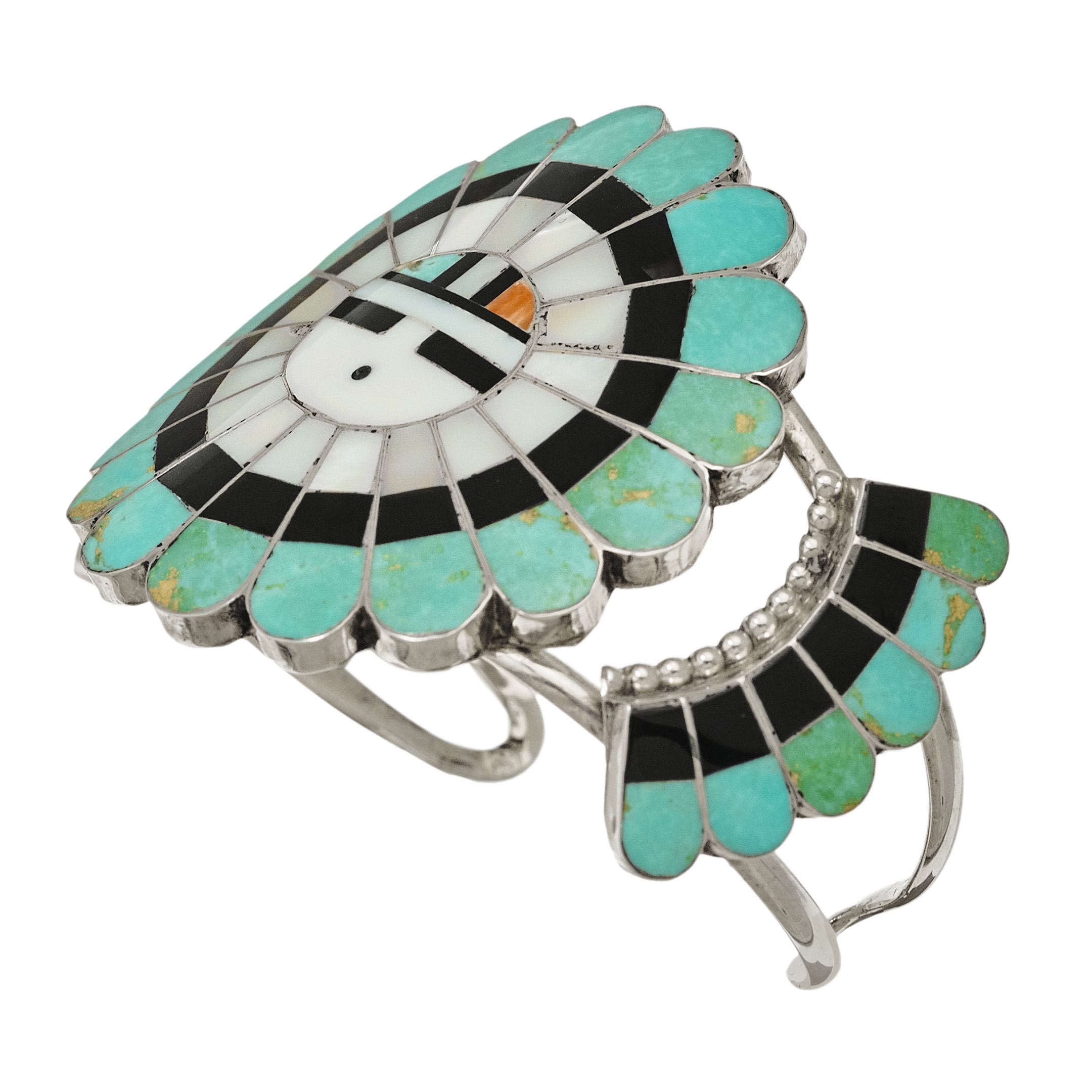 Zuni bracelet BR787, inlay and silver Sunface, BR787 - Harpo Paris