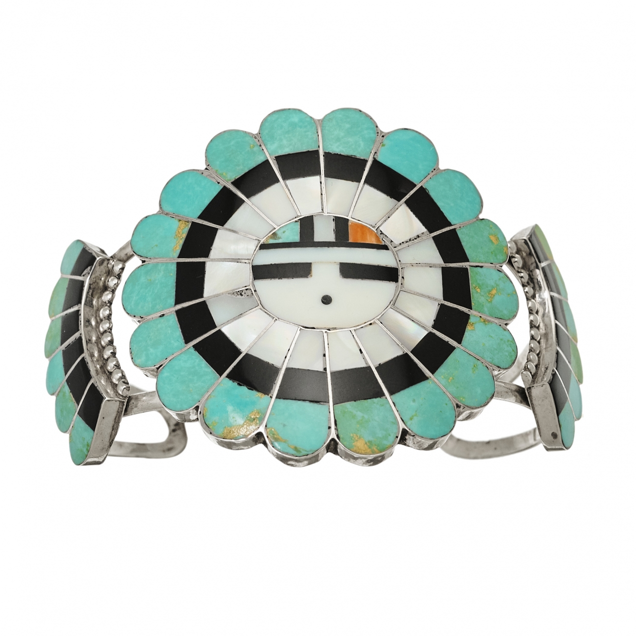 Bracelet Zuni BR787 Sunface en marqueterie et argent - Harpo Paris