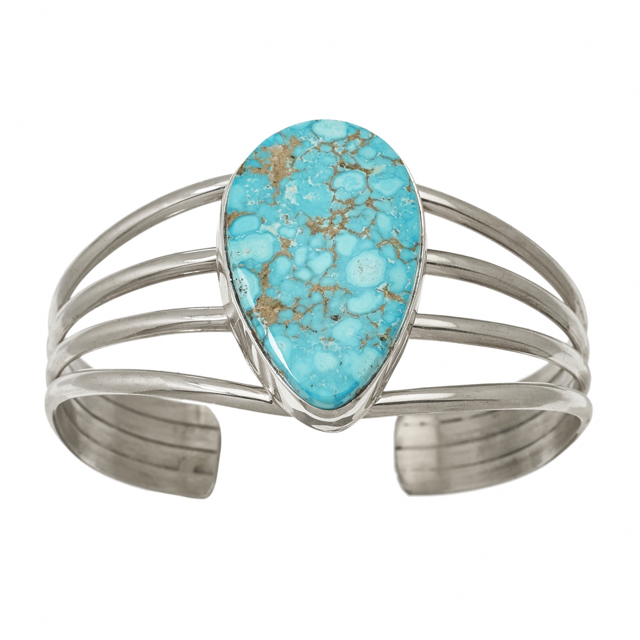 Turquoise and silver Navajo women bracelet BR794 - Harpo Paris