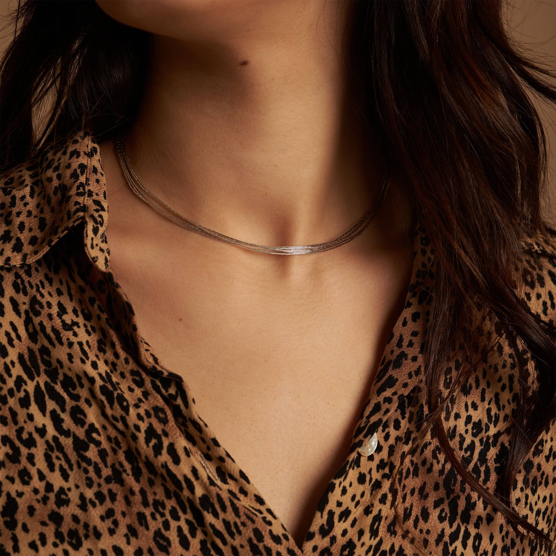 Collier Liquid Silver 5 rangs argent N0516 - Harpo Paris