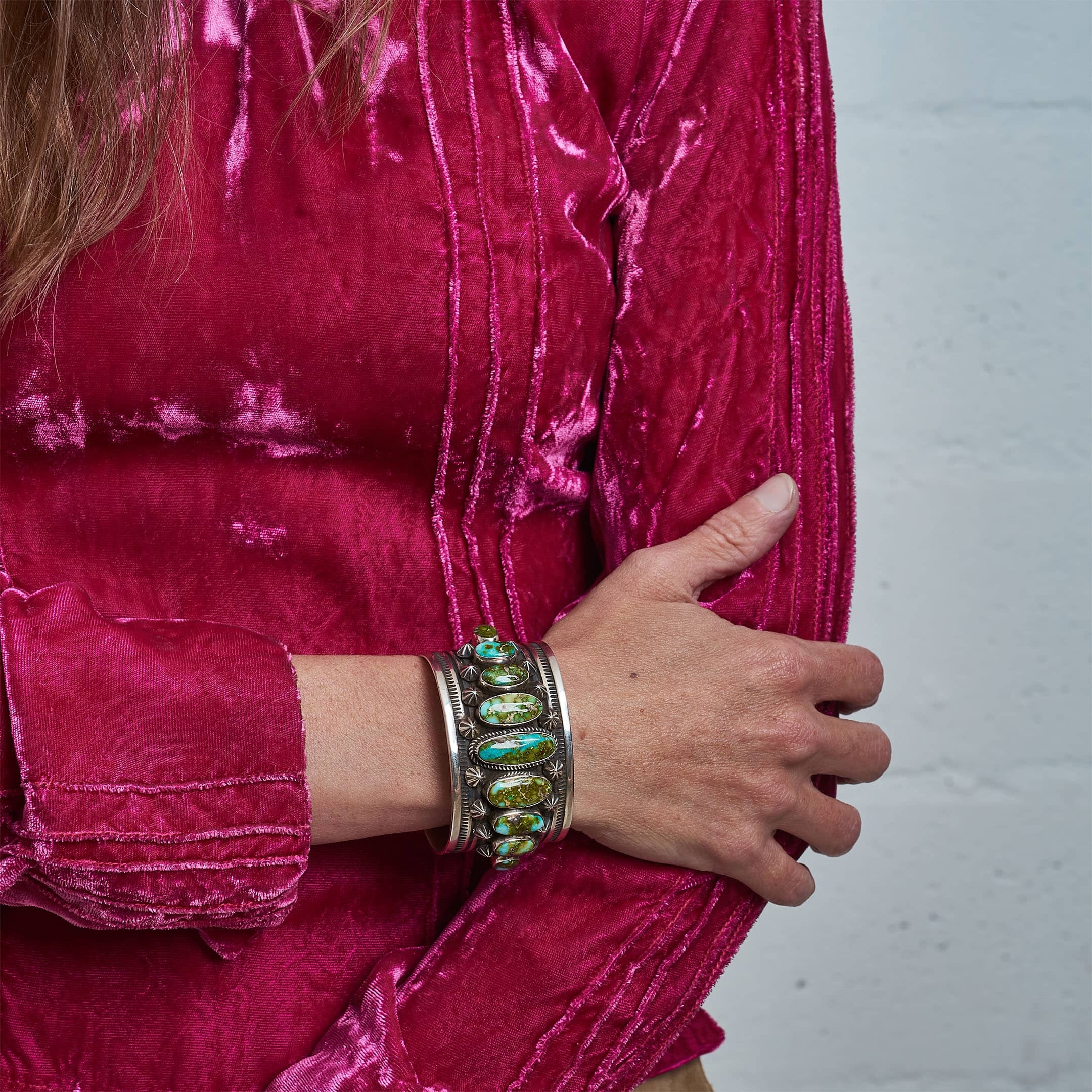 Turquoise and silver cuff bracelet BR789 - Harpo Paris