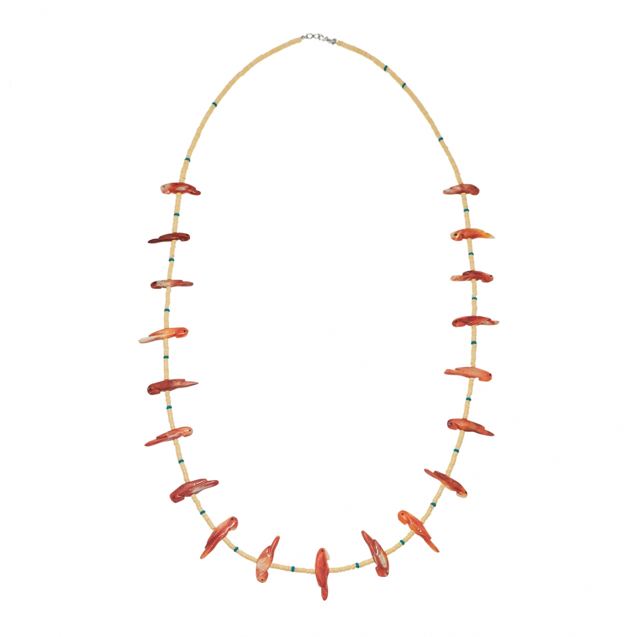 Collier fétiches, perroquets spondylus, COFE26 - Harpo Paris