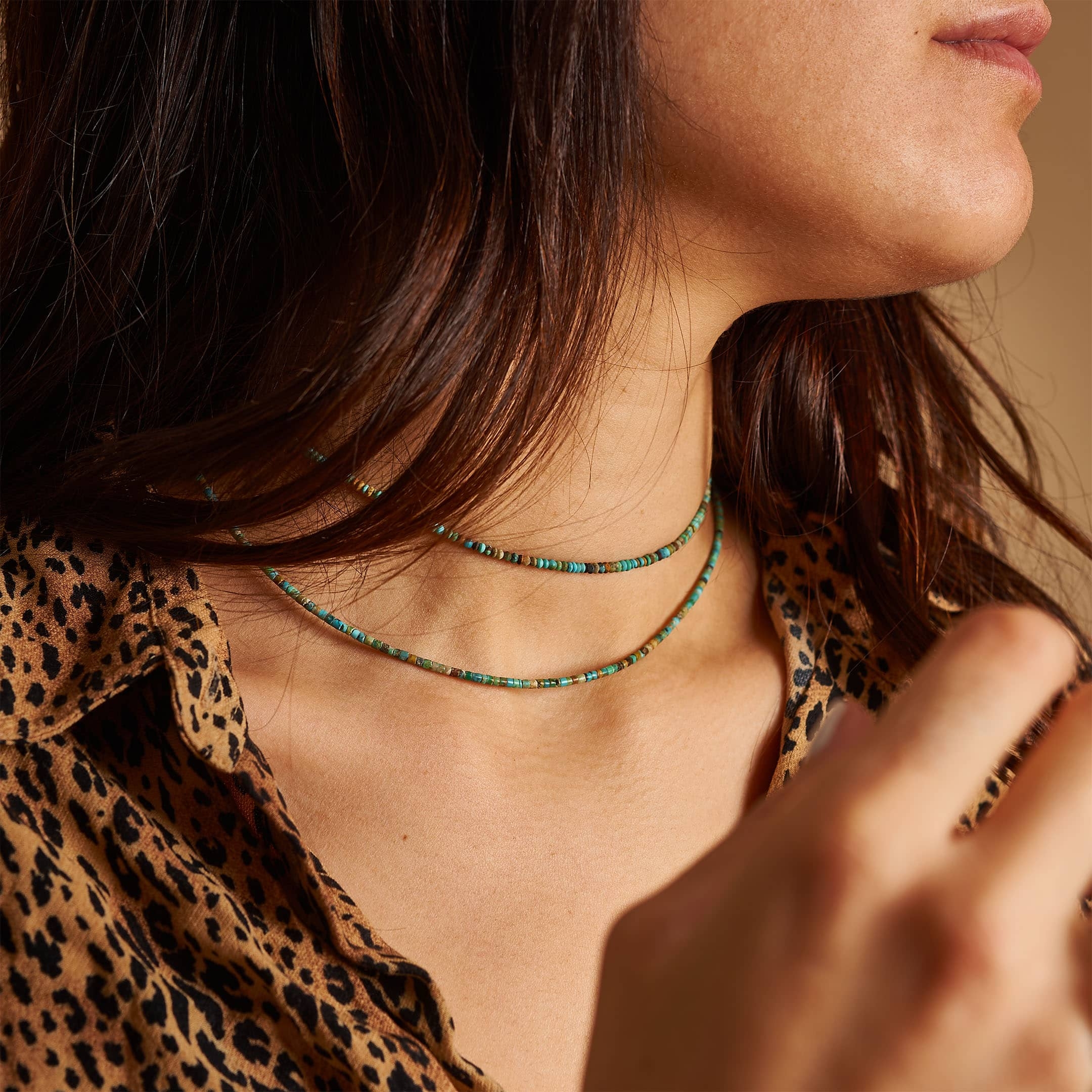 Thin choker necklace in turquoise CO212 - Harpo Paris