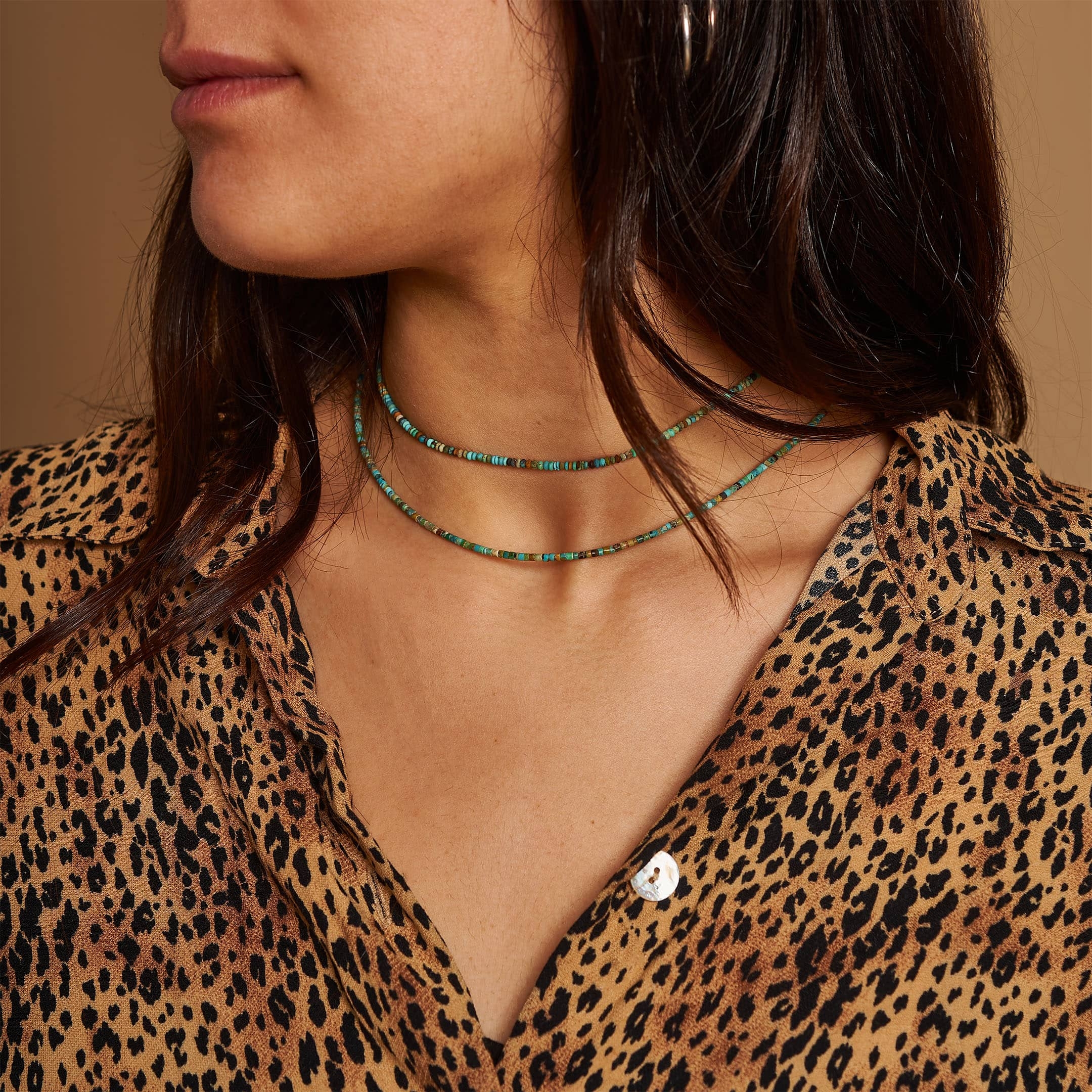 Thin choker necklace in turquoise CO212 - Harpo Paris