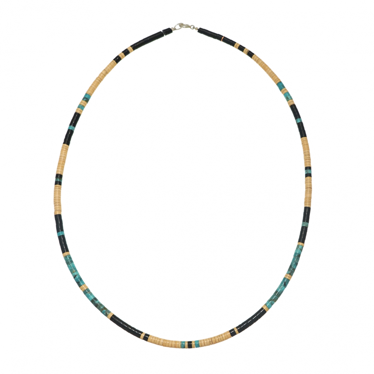 Collier Pueblo COP06 en perles heishi turquoise et coquillage - Harpo Paris