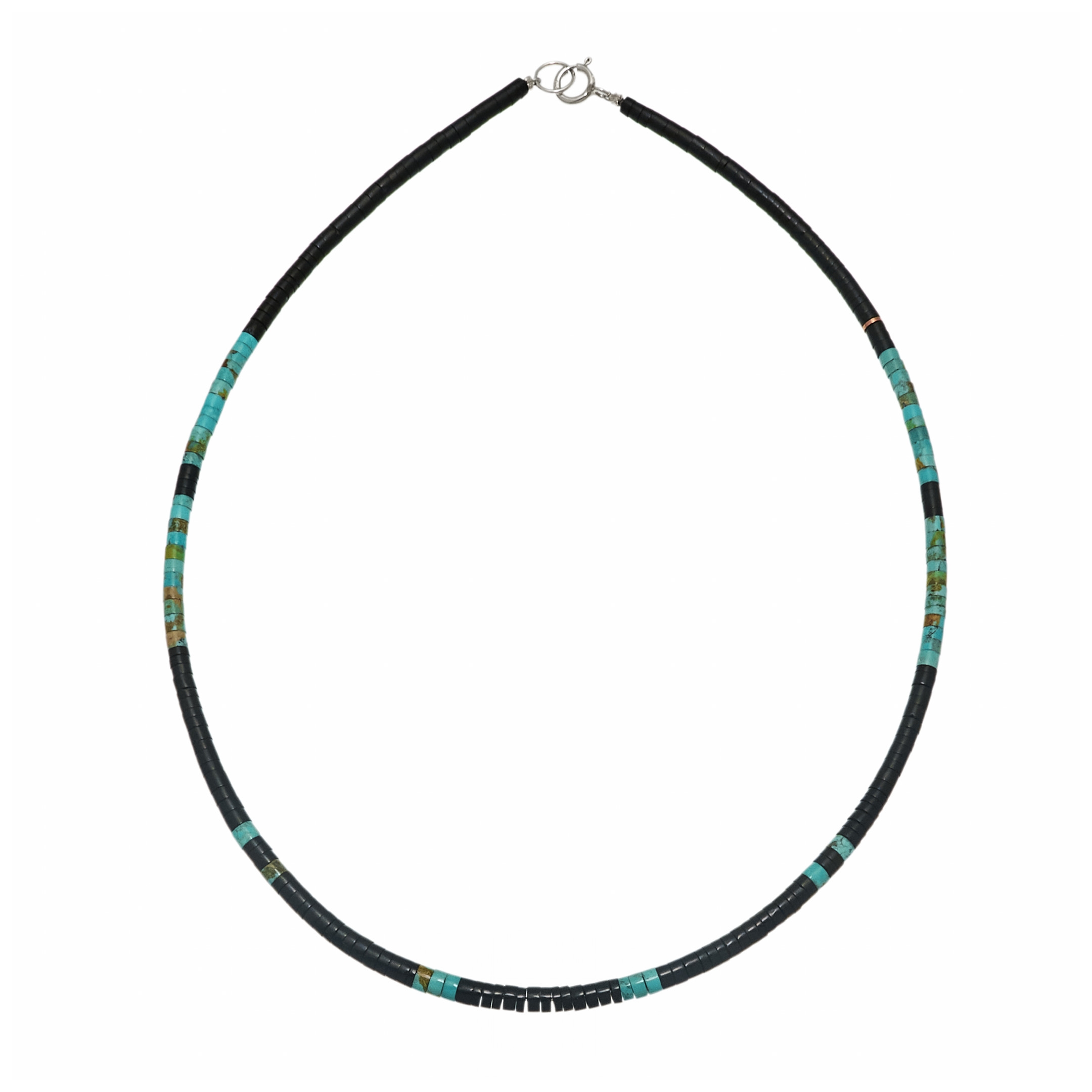 Heishi necklace in black jet and turquoise, COP12 - Harpo Paris