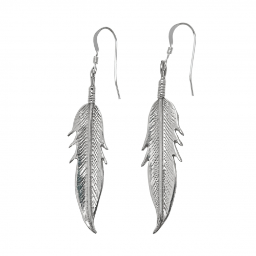 Boucles d'oreilles BOw105 plumes en argent - Harpo Paris