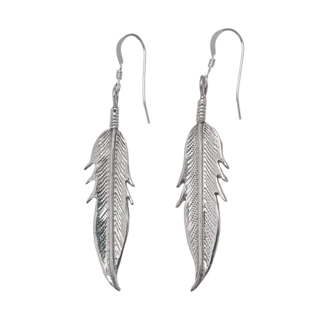 Boucles d'oreilles BOw105 plumes en argent - Harpo Paris