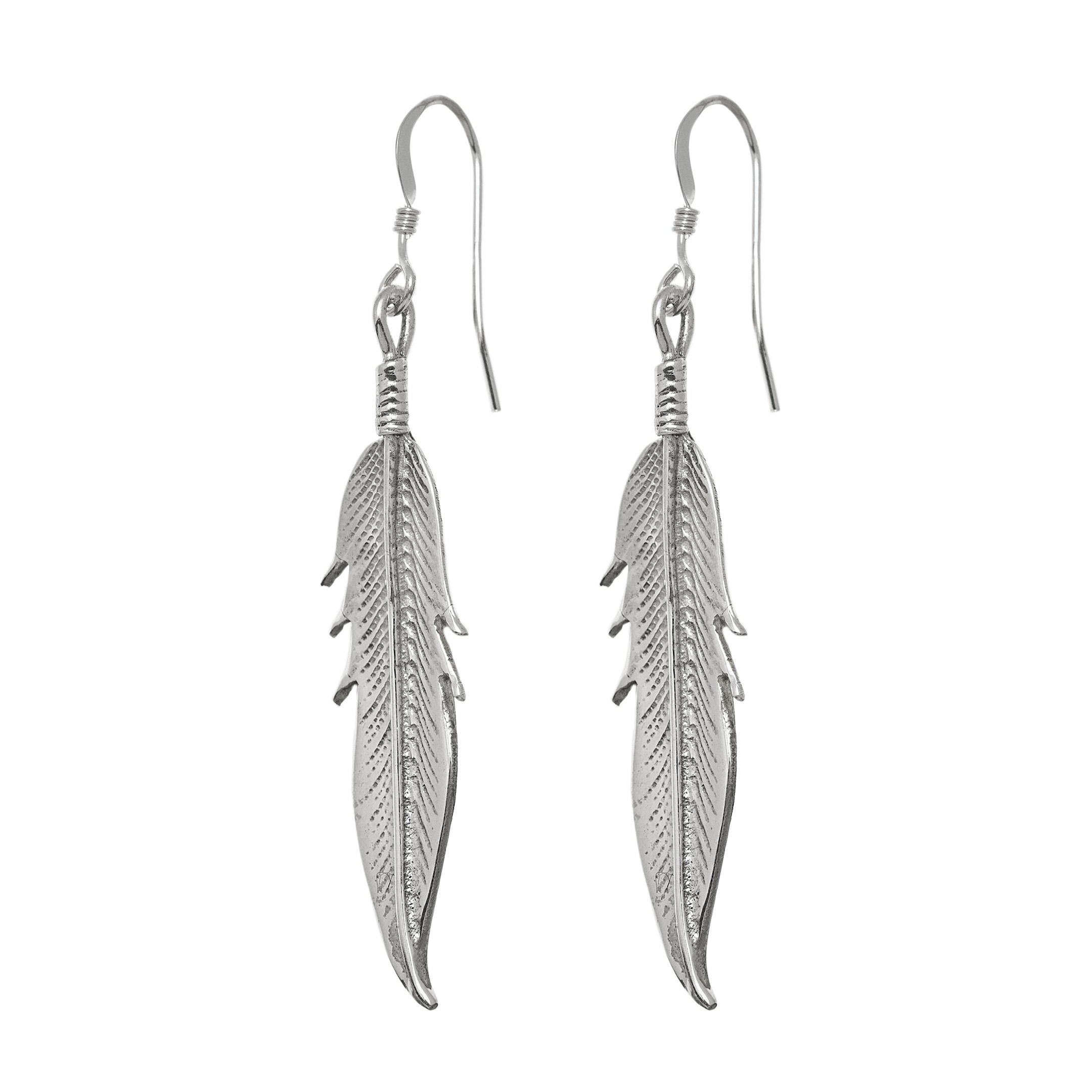 Boucles d'oreilles plumes en argent BOw105 - Harpo Paris