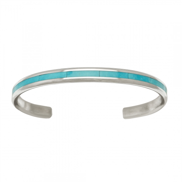 BR792 turquoise inlay and silver bracelet - Harpo Paris