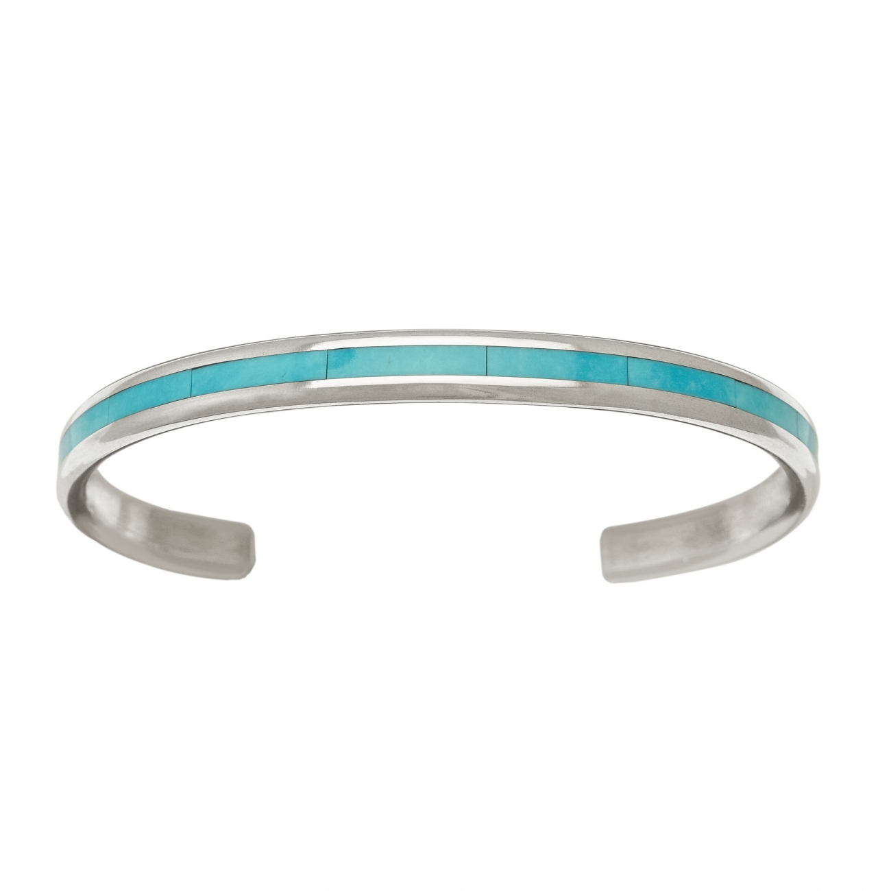 Bracelet Zuni en argent BR792 marqueté de turquoise - Harpo Paris