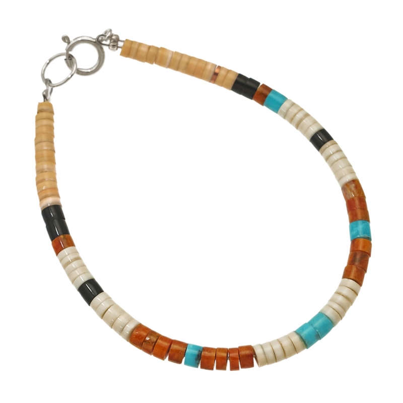 Bracelet Pueblo BRP28 en perles heishi de coquillage et turquoise - Harpo Paris