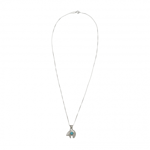 Bear pendant in turquoise and silver PE441 - Harpo Paris