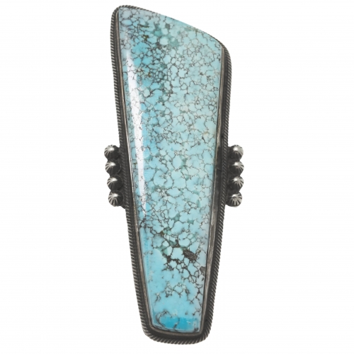 Navajo turquoise ring BA1328 in Dry Creek turquoise and mat silver - Harpo Paris