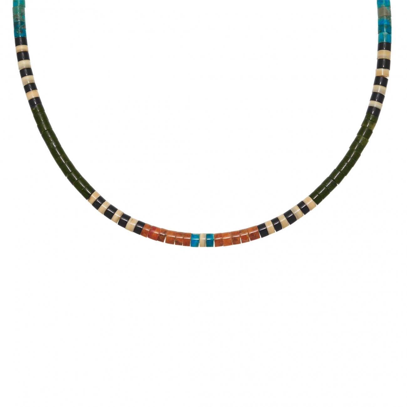 Collier Pueblo COP18 en coquillage, turquoise et gorgone - Harpo Paris