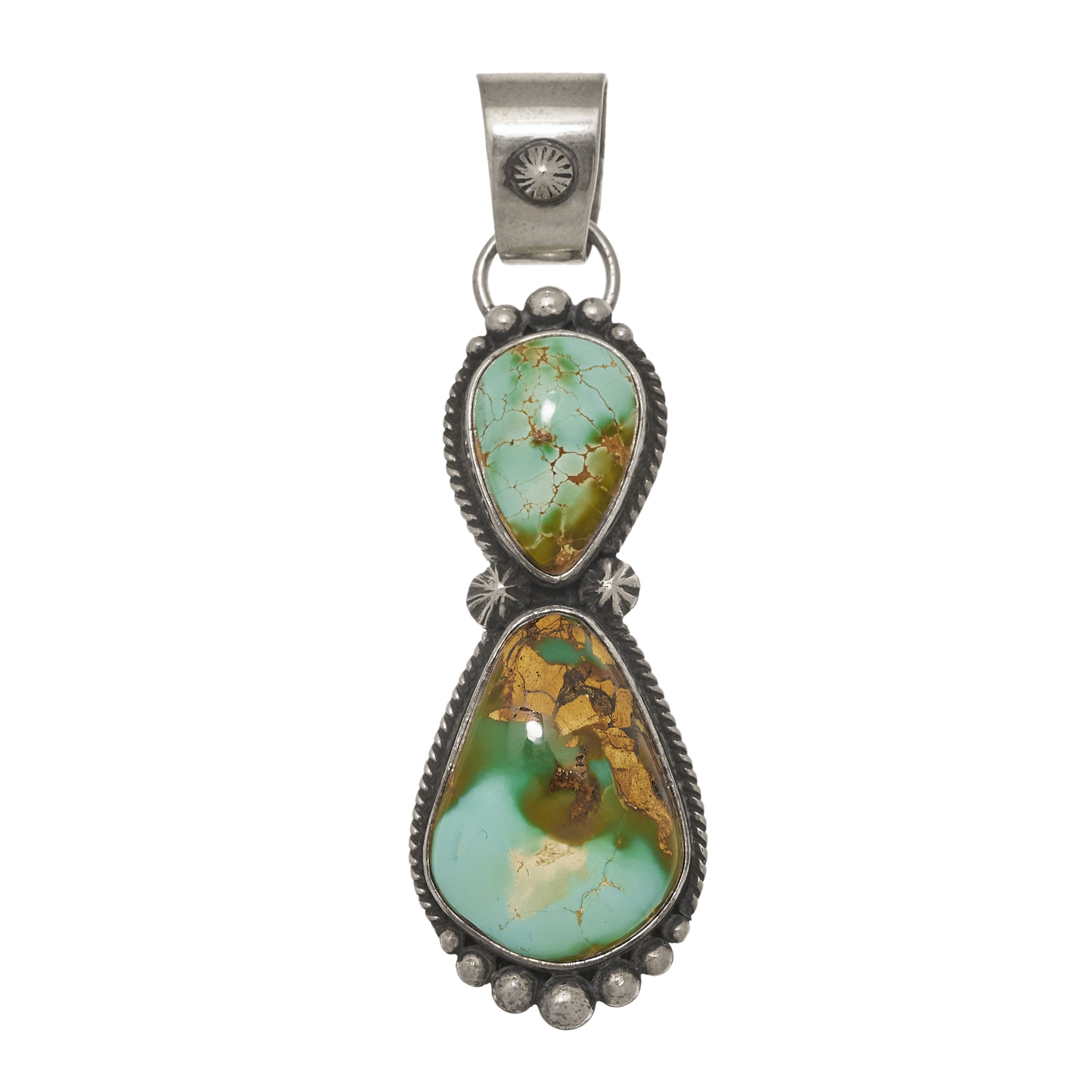 Pendentif Navajo en turquoise Royston et argent PE469 - Harpo Paris