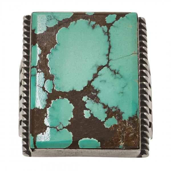 Turquoise and mat silver ring  BA1338 - Harpo Paris