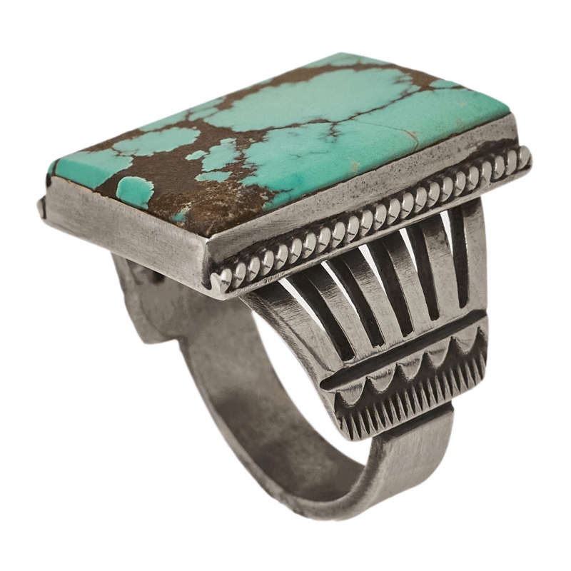 Turquoise and mat silver ring  BA1338 - Harpo Paris