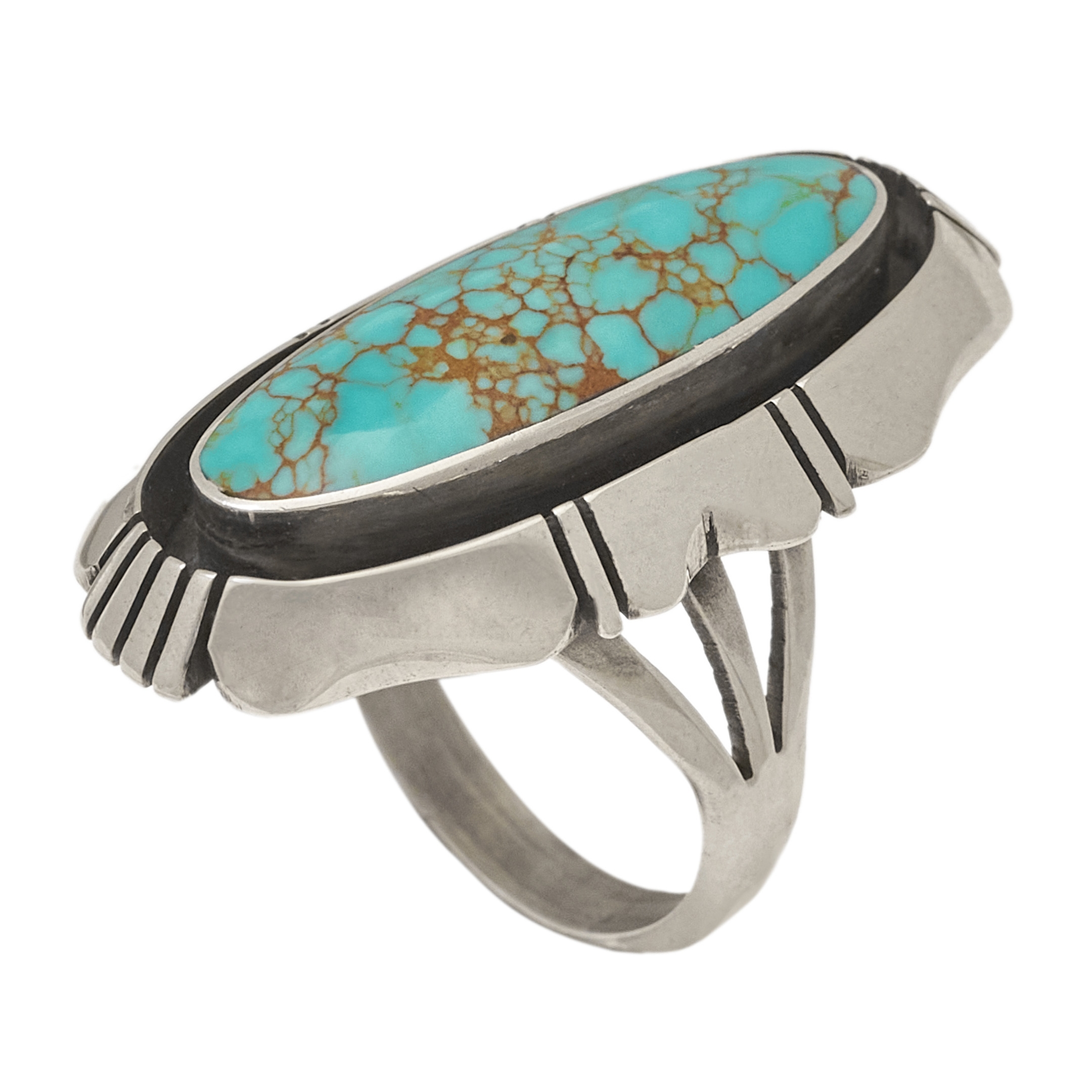 BA1360 turquoise and silver ring - Harpo Paris
