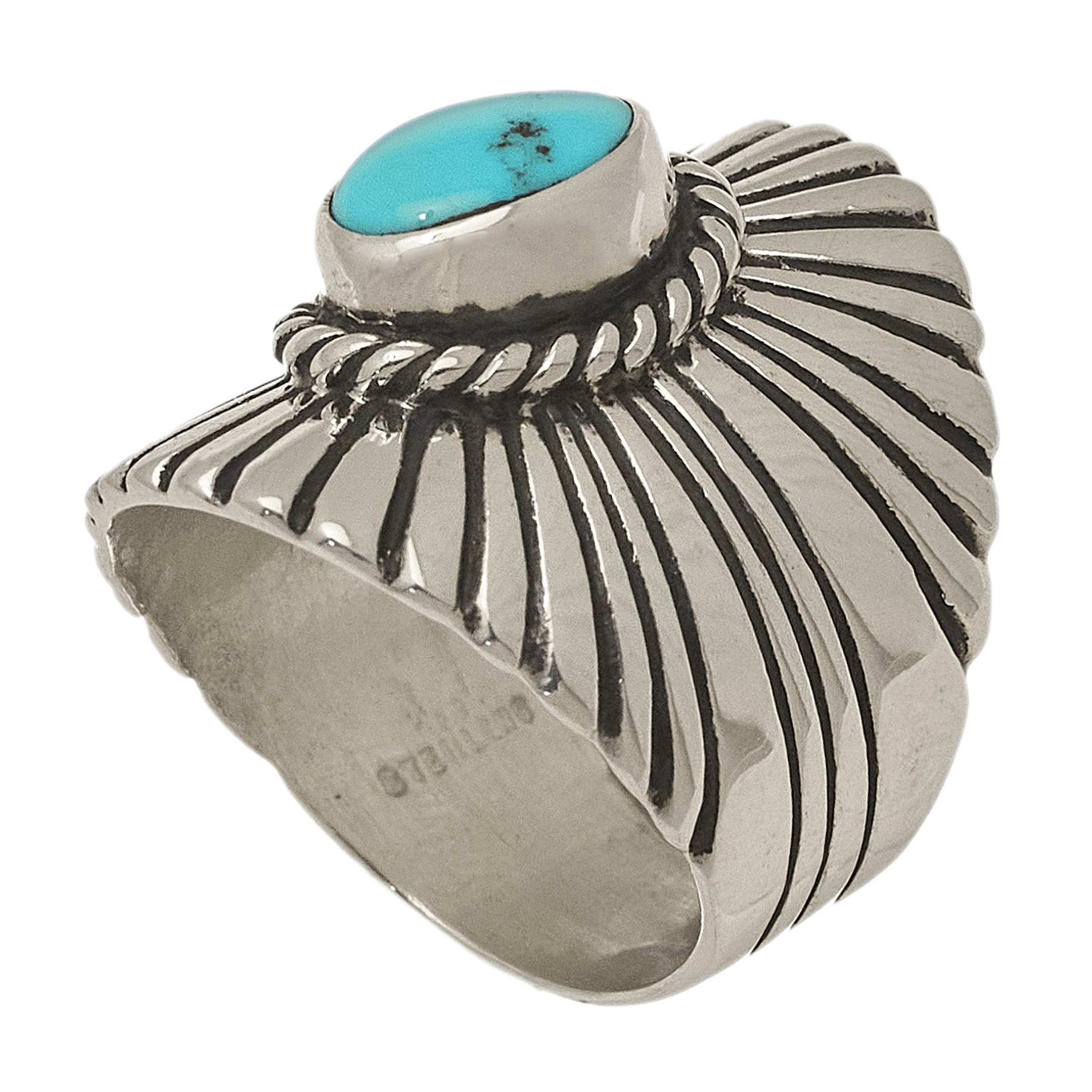 BA1375 turquoise and silver ring - Harpo Paris
