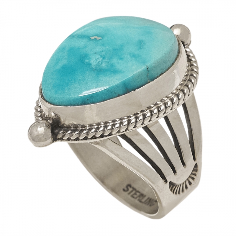 Turquoise and silver ring BA1380 - Harpo Paris