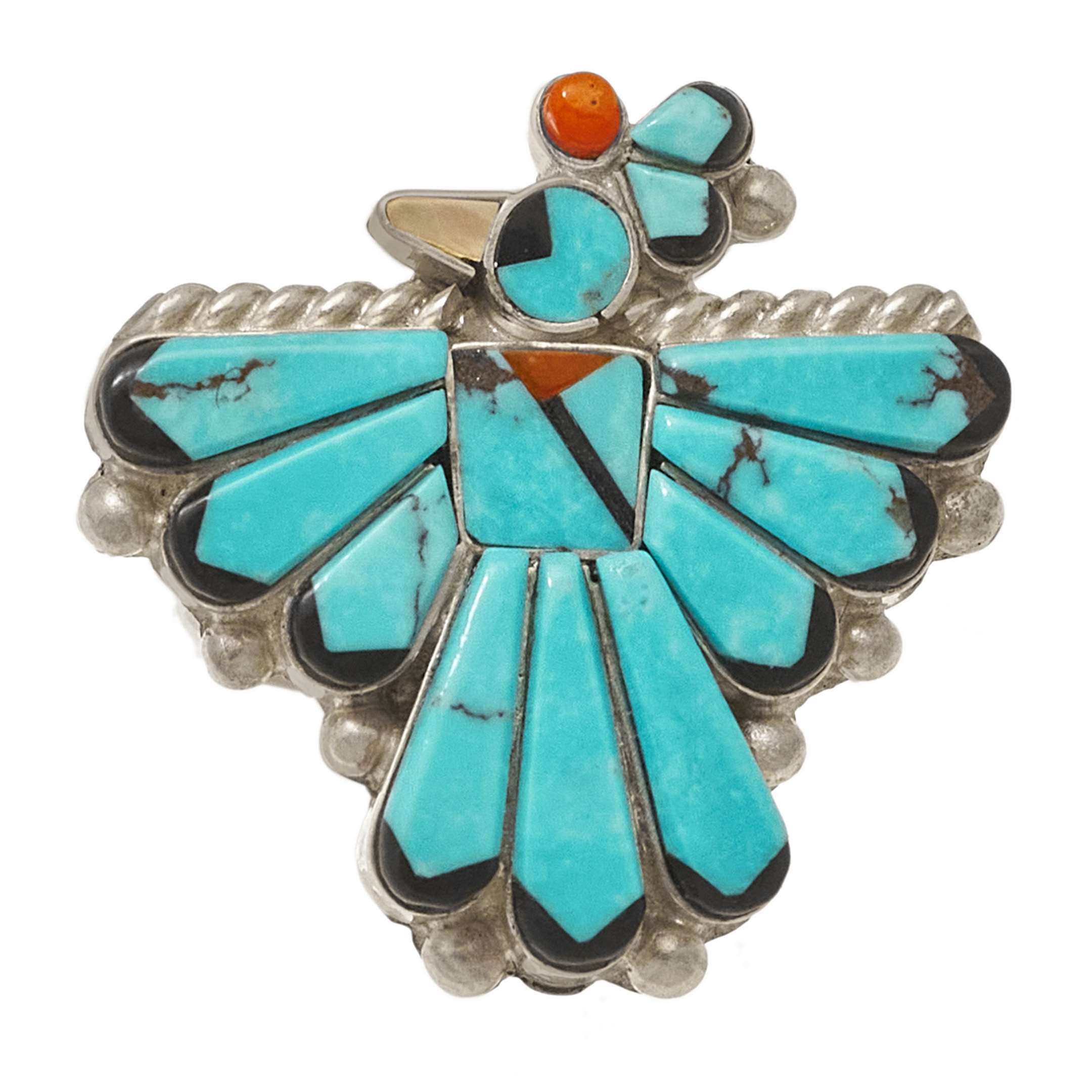 BA1381 Thunderbird inlay and silver ring - Harpo Paris