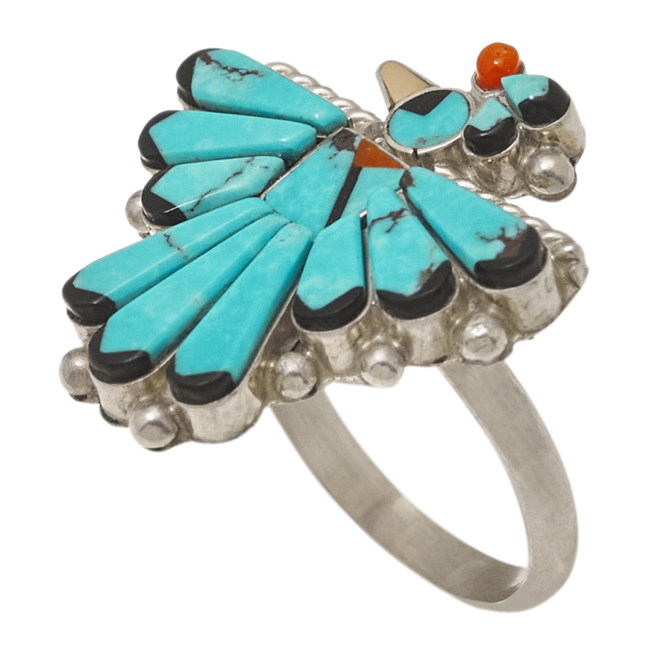 BA1381 Thunderbird inlay and silver ring - Harpo Paris