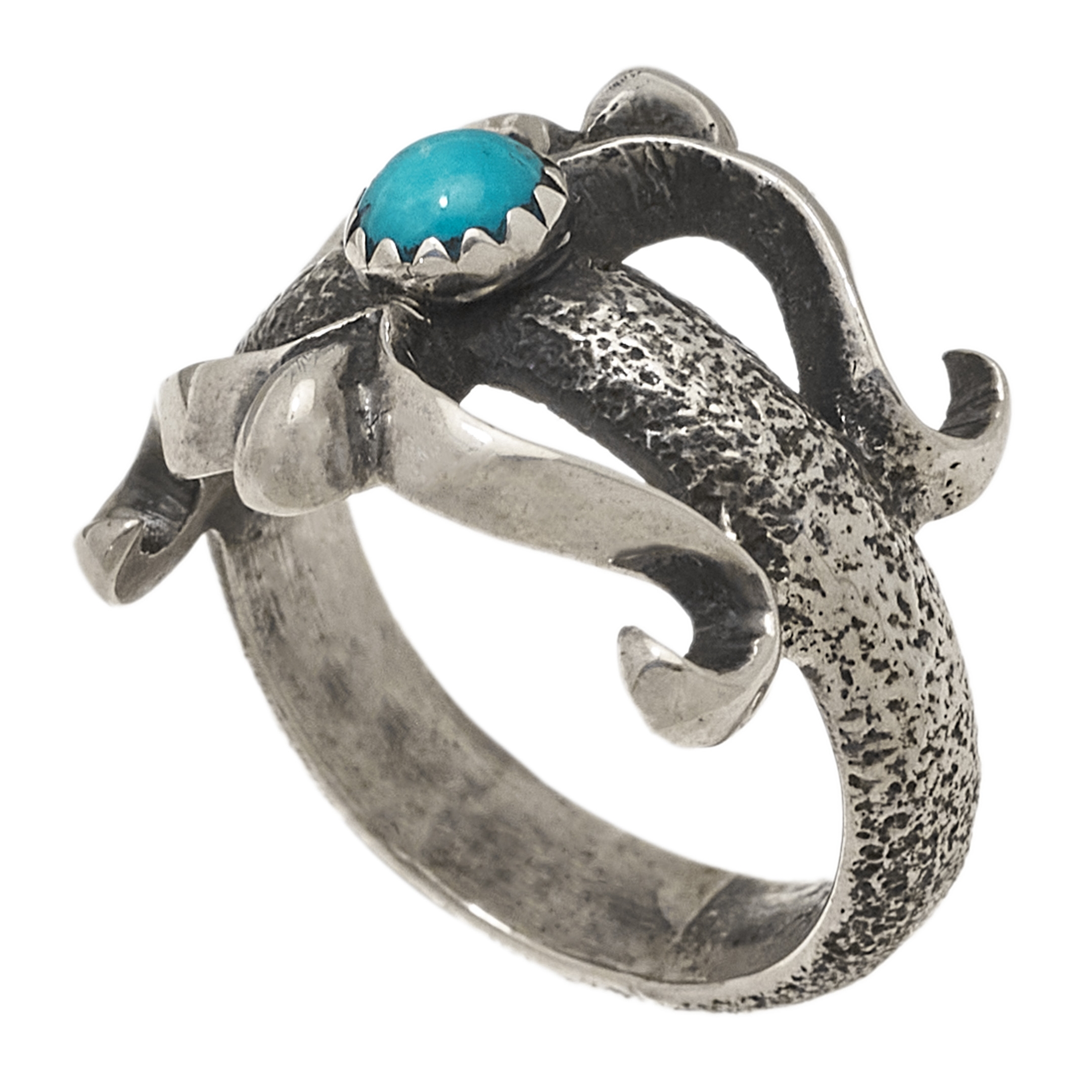 BA1376 mat silver and turquoise ring - Harpo Paris
