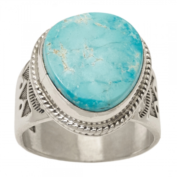 BA1352 turquoise and silver ring - Harpo Paris
