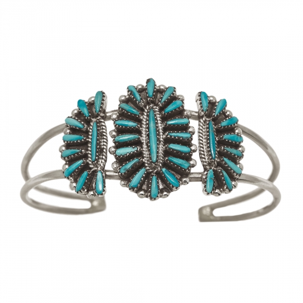 BR810 bracelet cactus flower turquoise argent - Harpo Paris