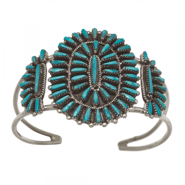 BR811 turquoise and silver Cactus Flower bracelet - Harpo Paris
