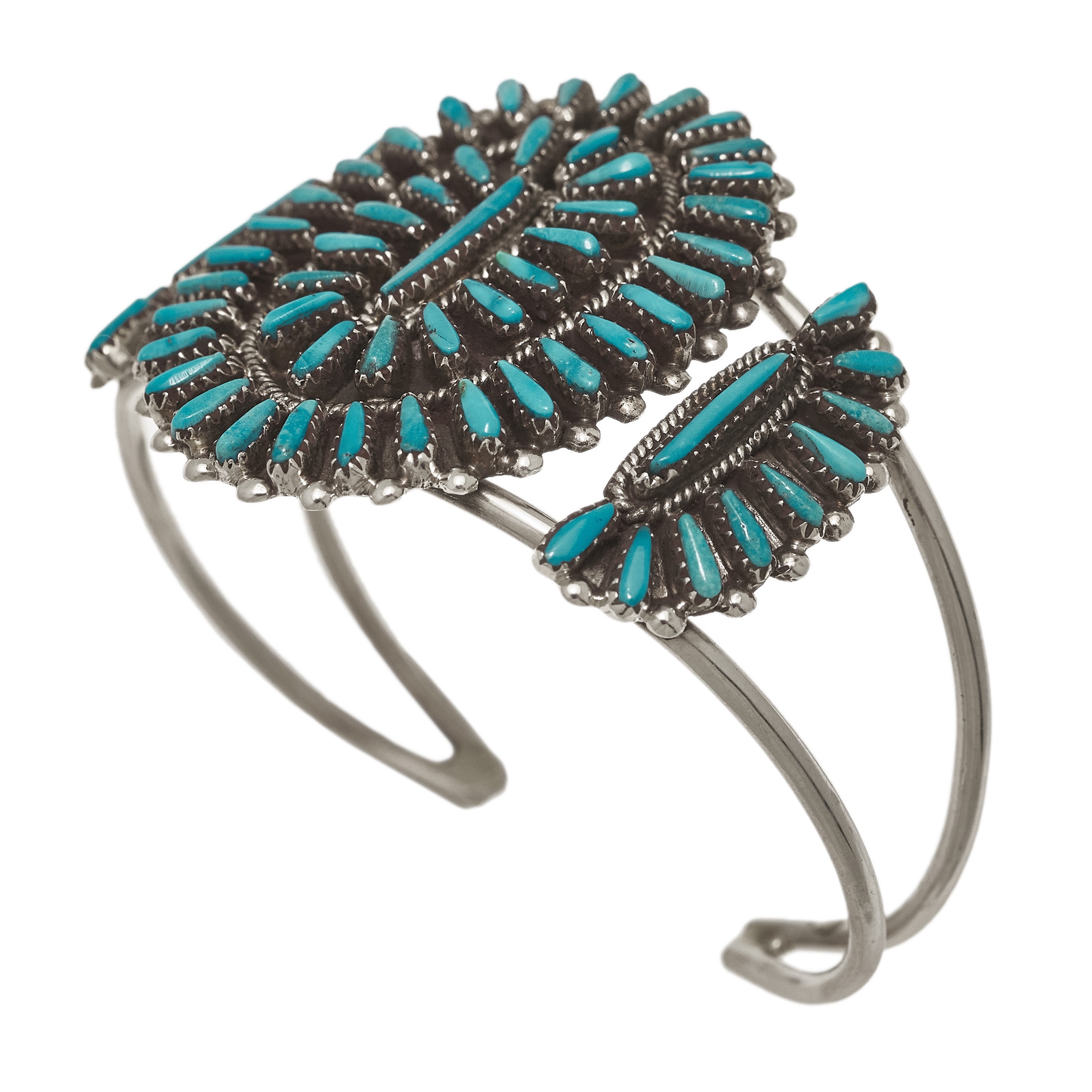 BR811 bracelet Zuni cactus flower turquoise argent - Harpo Paris