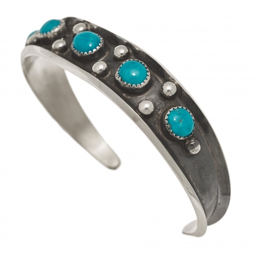 BR812 bracelet Navajo turquoise et argent - Harpo Paris
