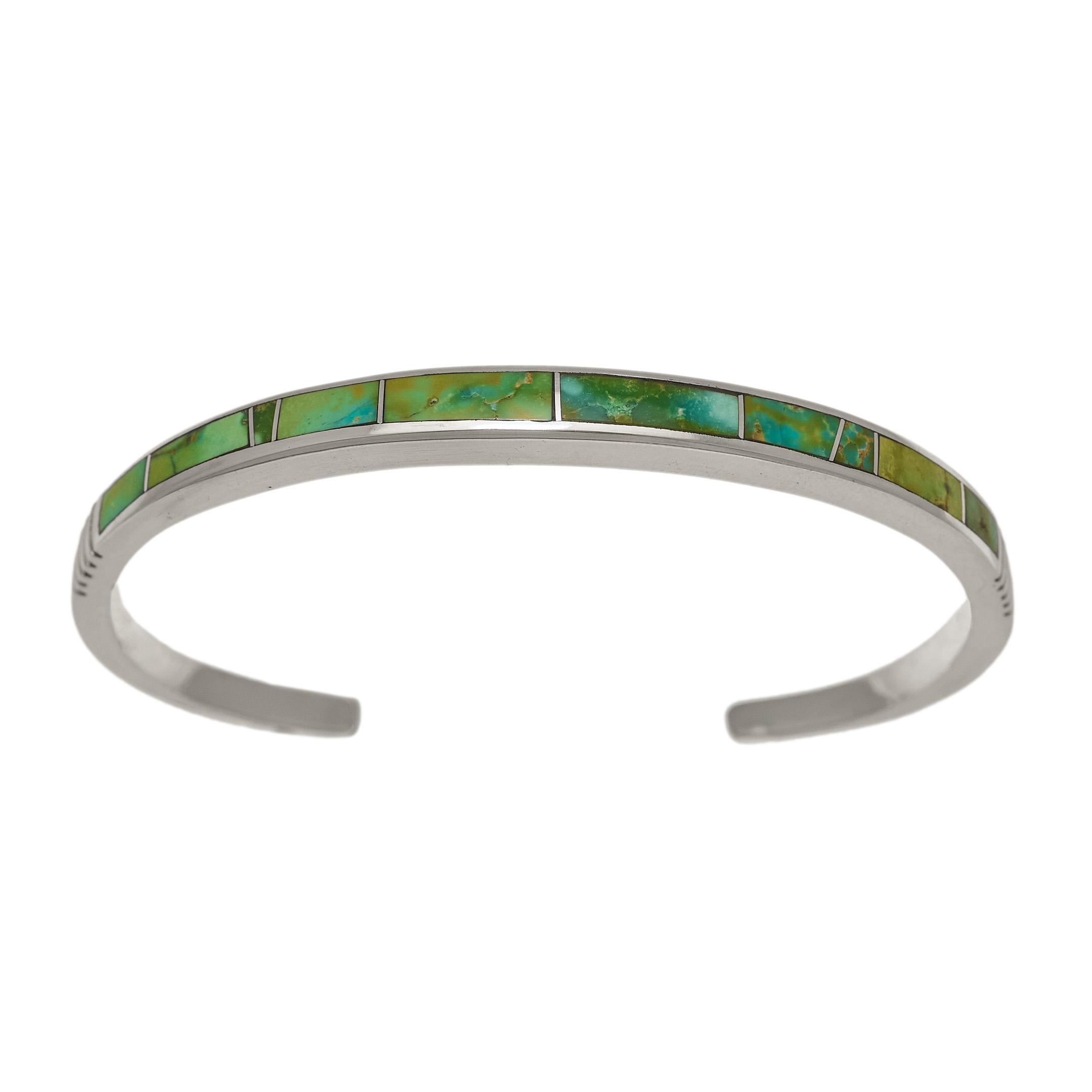 BR821 inlay turquoise and silver bracelet - Harpo Paris