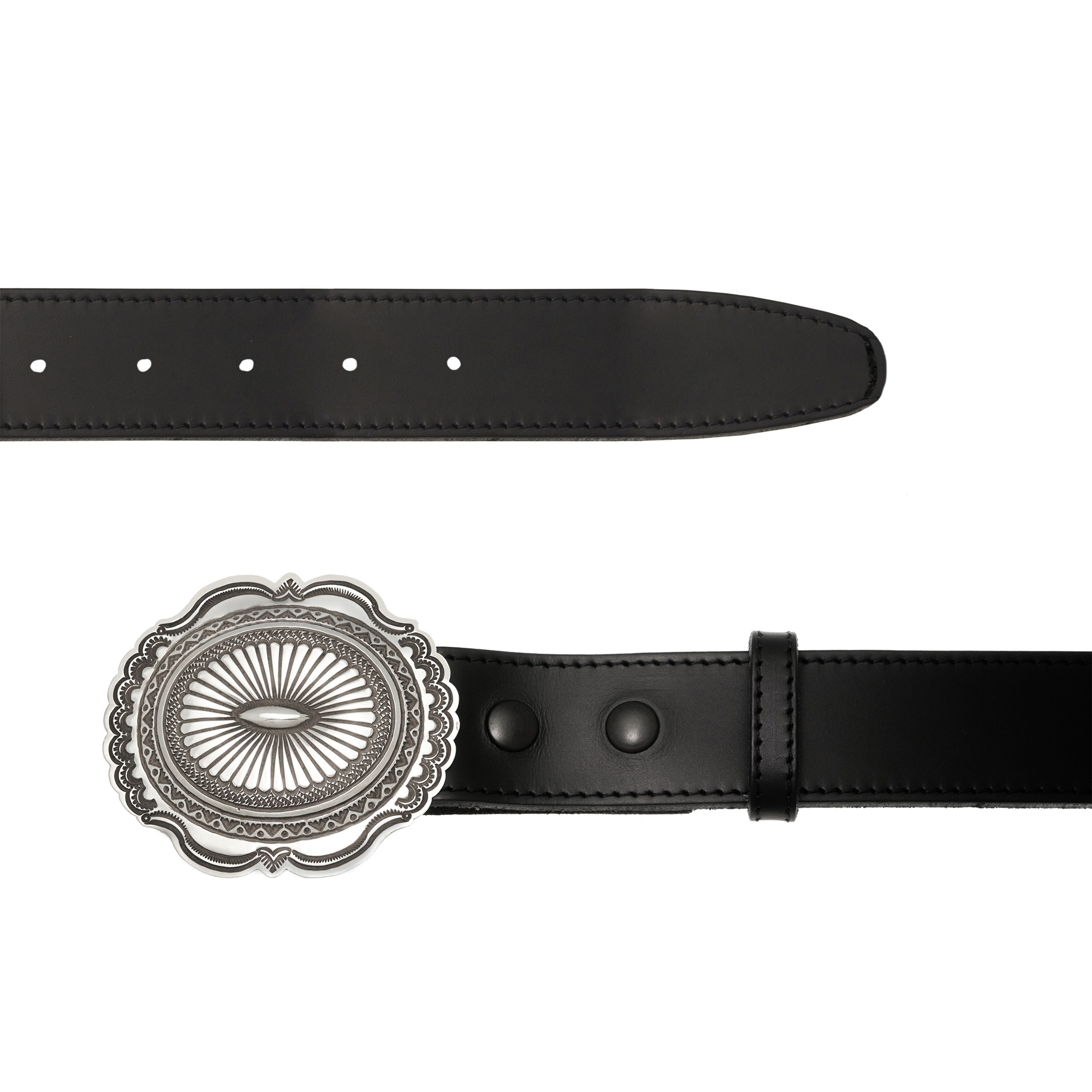 Silver concho belt buckle BK72 - Harpo Paris