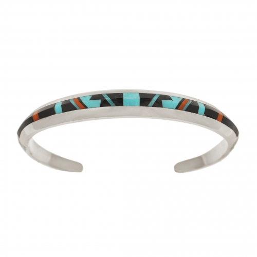 Zuni bracelet BR815 in inlay and silver - Harpo Paris