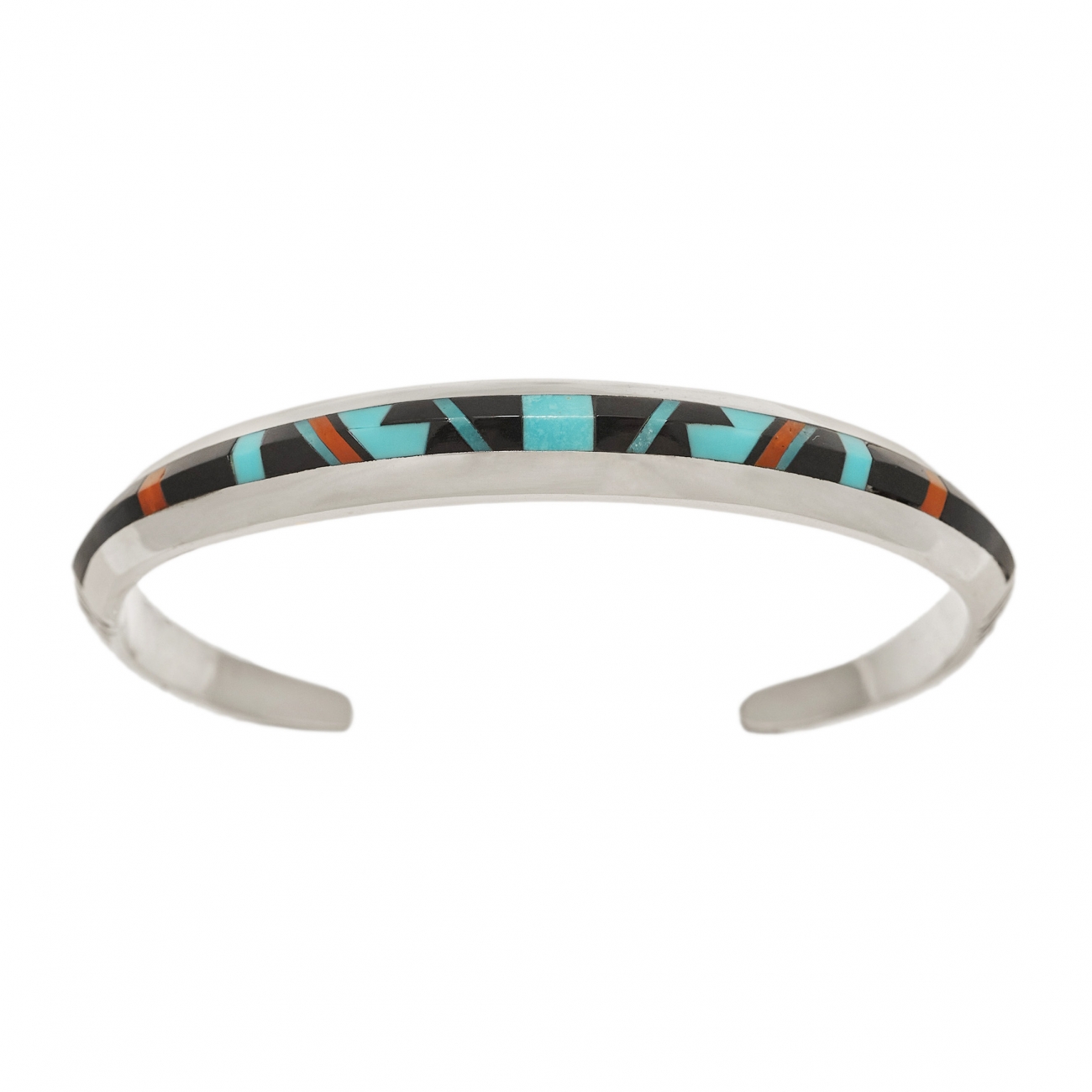 Zuni bracelet BR815 in inlay and silver - Harpo Paris