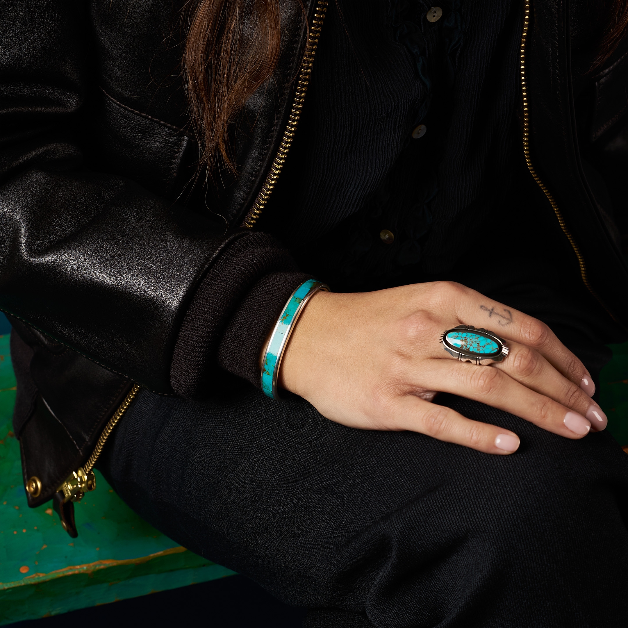 Bague BA1360 en turquoise Kingman et argent massif - Harpo Paris