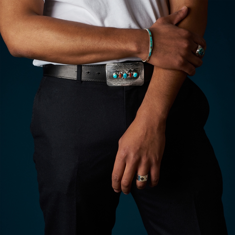 BK70 turquoise and corail silver buckle - Harpo Paris