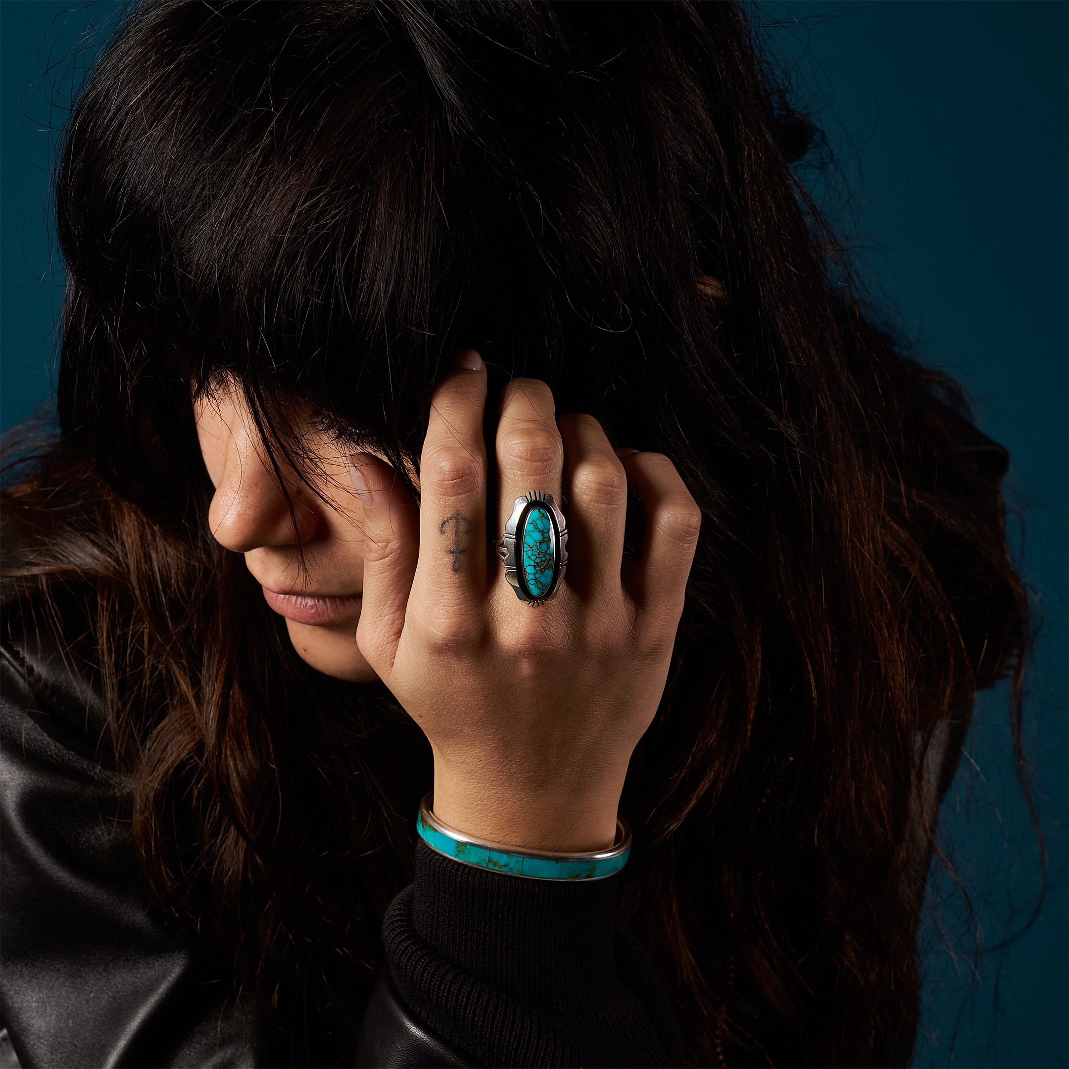 BA1360 turquoise and silver ring - Harpo Paris