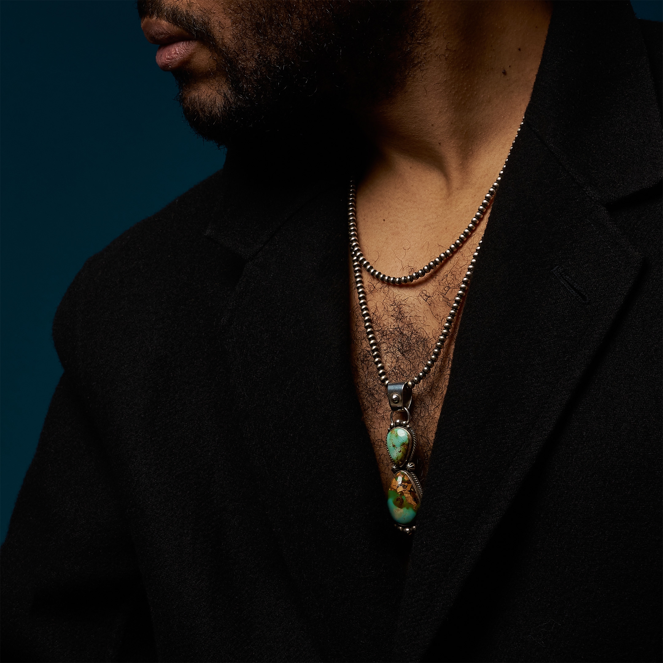 Pendentif Navajo en turquoise Royston et argent PE469 - Harpo Paris