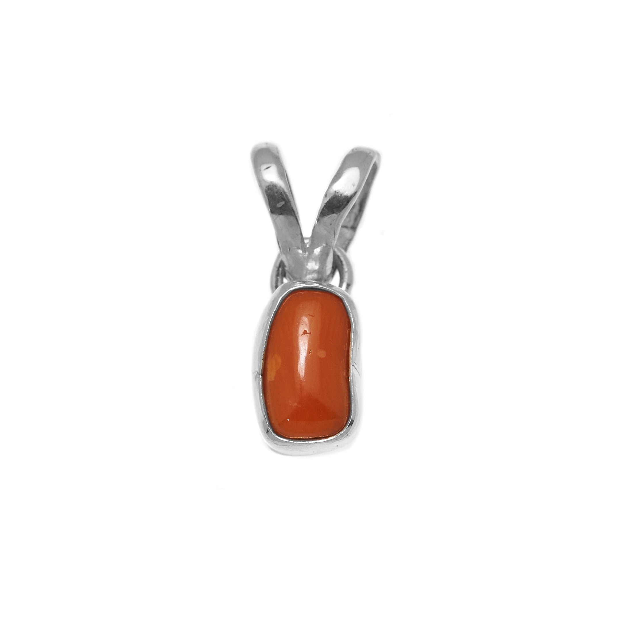 PE513 little coral and silver pendant - Harpo Paris
