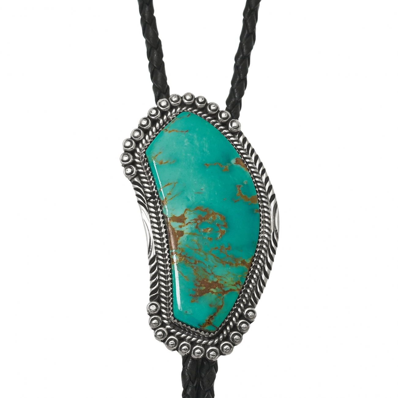 BT52 turquoise and silver bolo tie - Harpo Paris