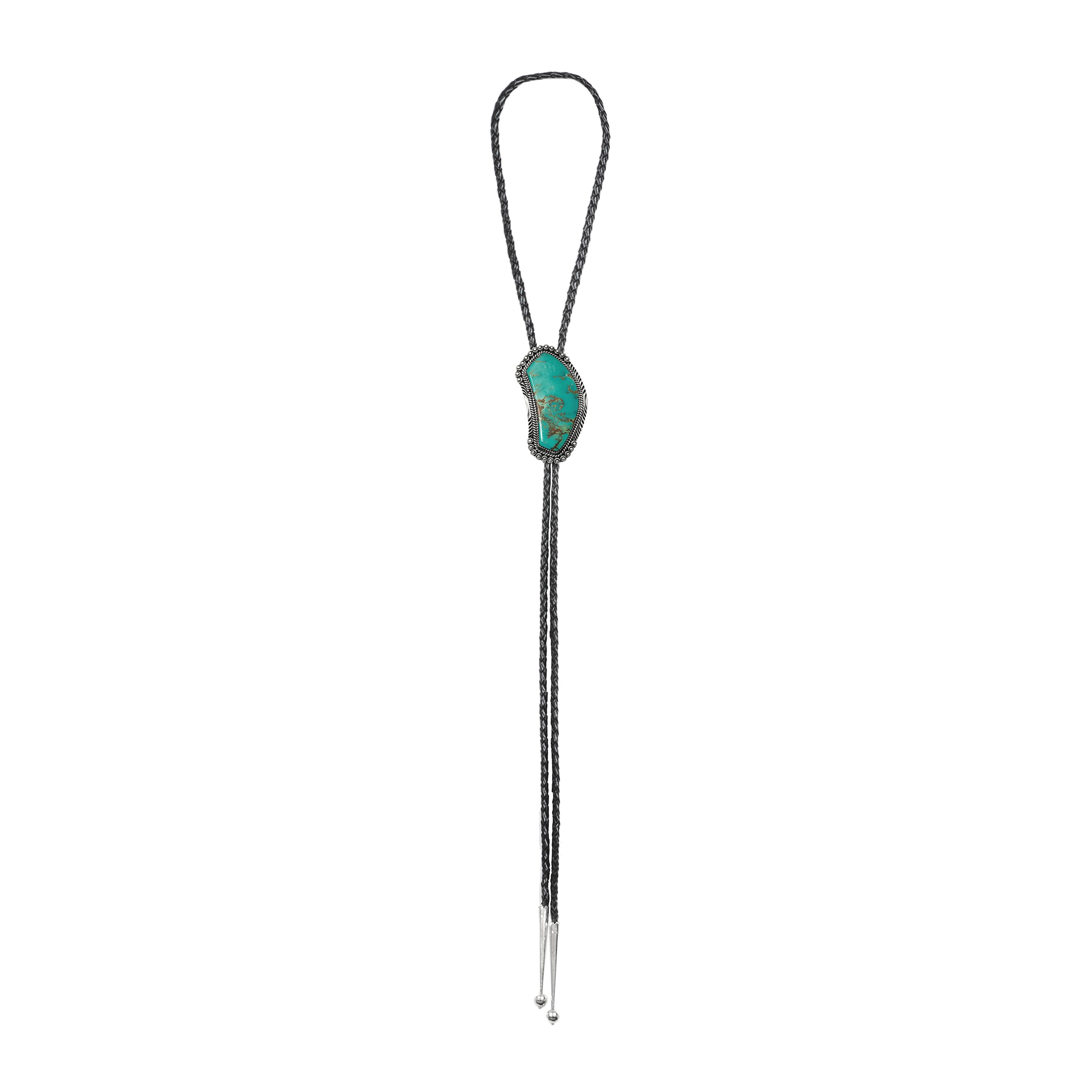 BT52 turquoise and silver bolo tie - Harpo Paris