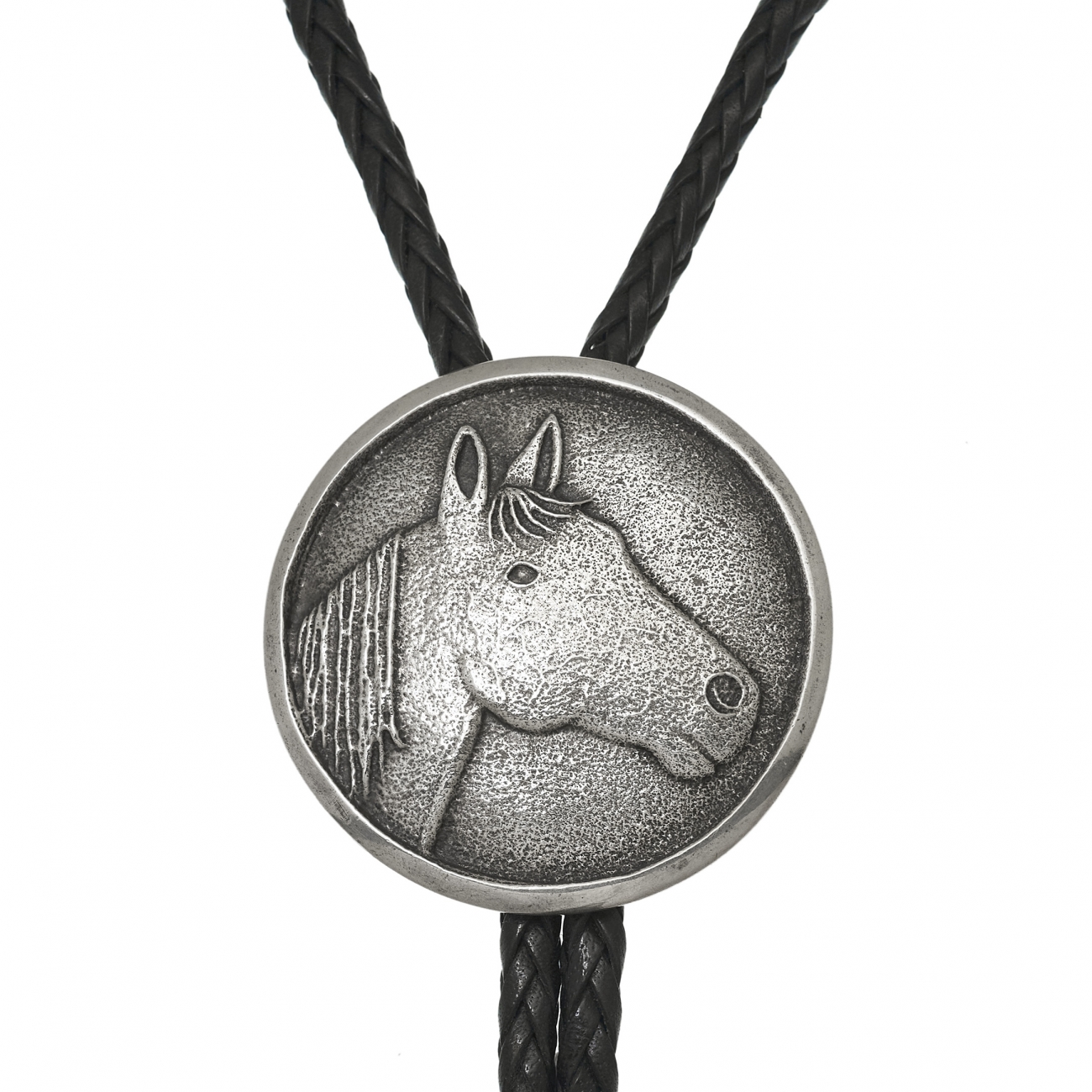 Bolo tie cheval, tufa cast argent massif BT57 - Harpo Paris