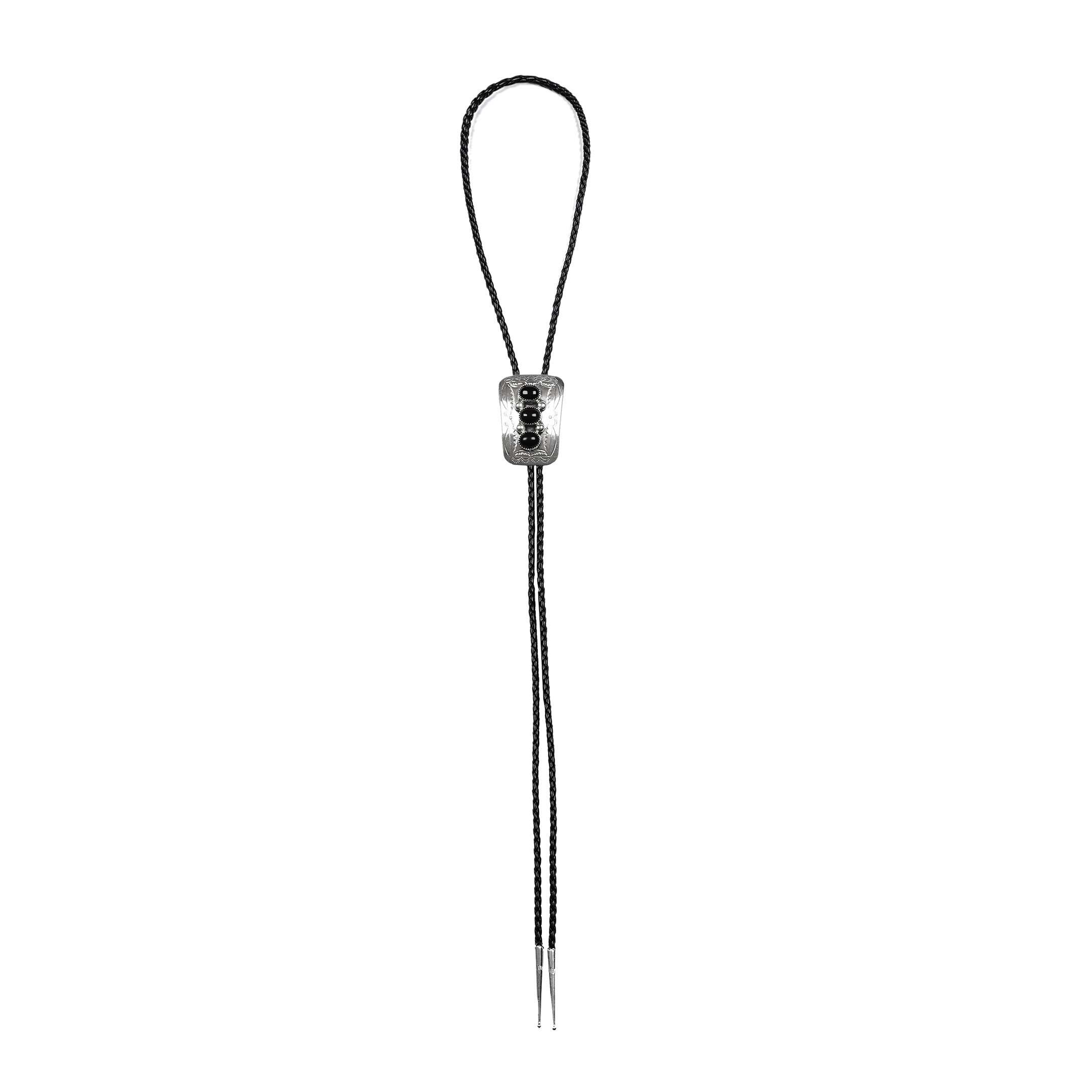 BT58 onyx and silver bolo tie - Harpo Paris